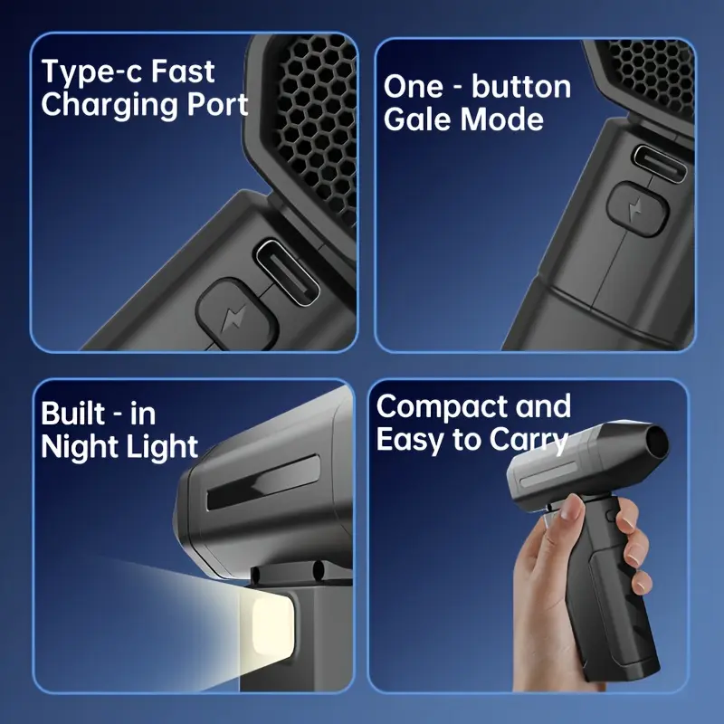 ✨️✨️High-Speed Brushless Air Purifier 100000rpm Turbo Fan🔋, 6000mah LED Light, Long-Lasting, 6 Speed Adjustable, Portable Handheld Blower, USB Rechargeable Fan