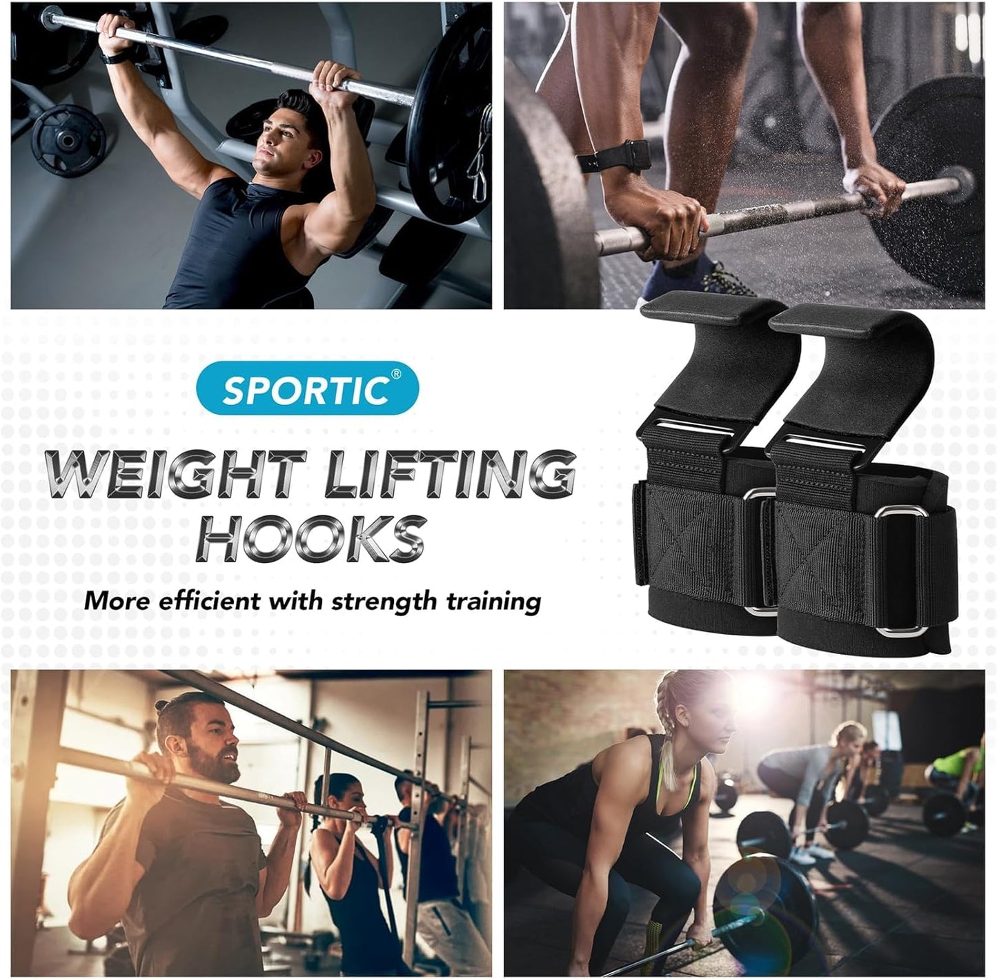 💪🏼Weight Lifting Hooks (Pair) for Deadlifts, Pull Ups, Shrugs, Weightlifting Hooks Gym Gloves