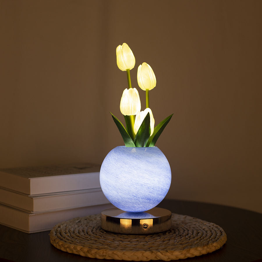 Tulip Table Lamp, Rechargeable Cordless Touch Dimming