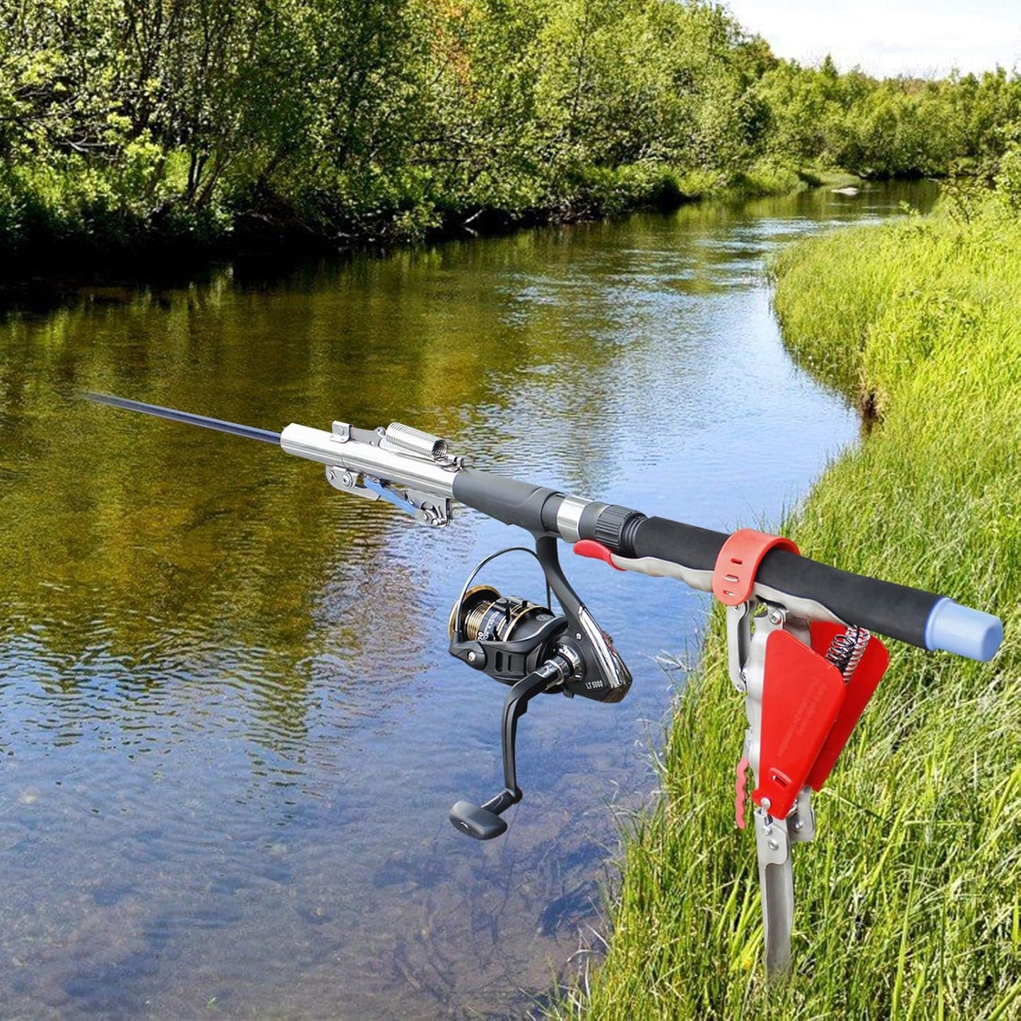 🎣🎣Automatic Spring Fishing Rod Holder - Stainless Steel for Ground Support Brackets, Adjustable Sensitivity