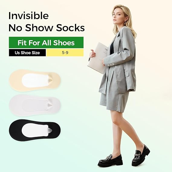 🔥7 Pairs No Show Socks Womens Cushioned Non Slip Low Cut Invisible Liner Footies Socks🧦 for Flats Loafers