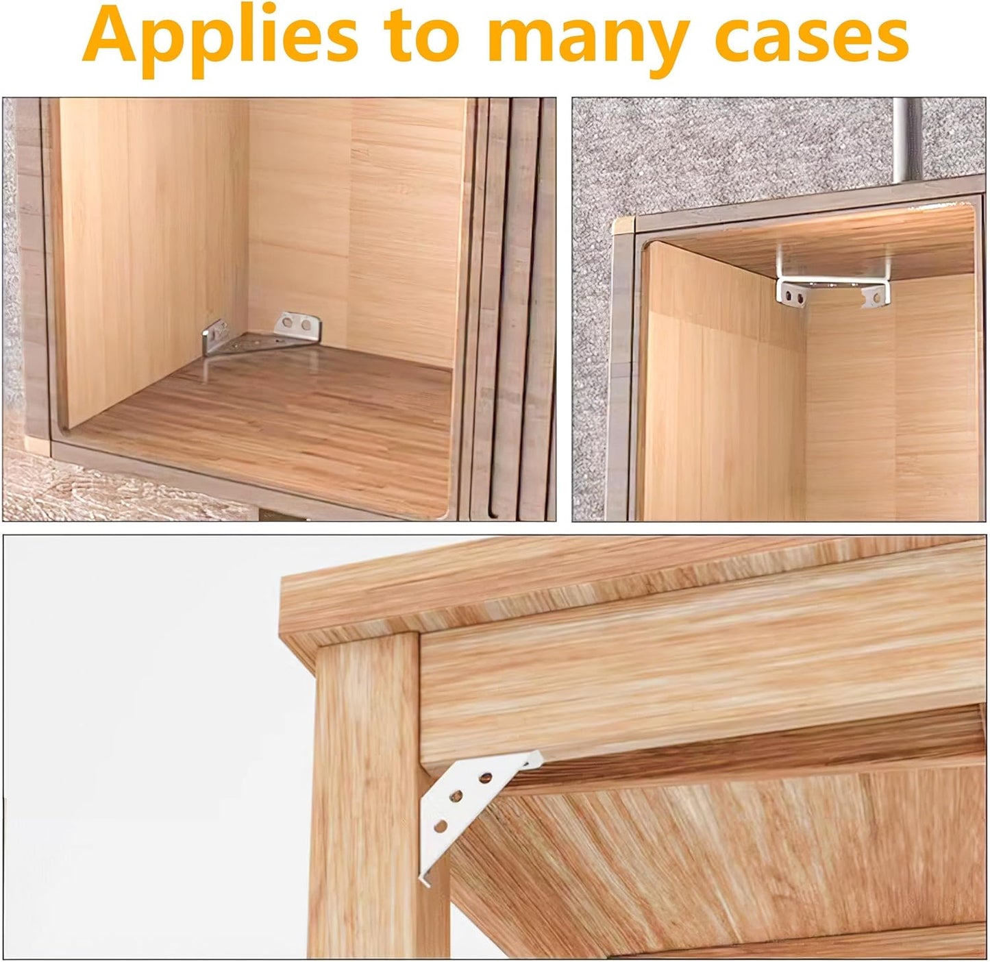 🛠️🛠️25PCS Universal Stainless Steel Furniture Corner Connector Brackets for Bookshelf Wardrobe Shelves Wood Chair Drawer Cabinet