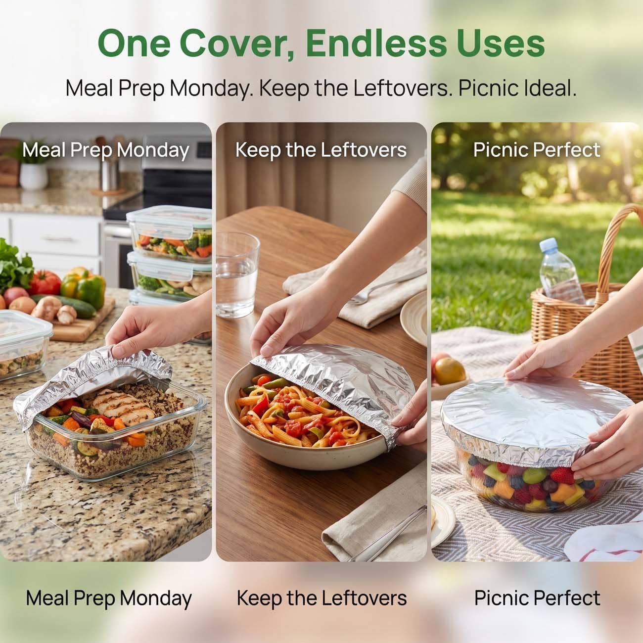 🔥Reusable Aluminum Foil Food Coversfor Refrigerator Storage, Leftover Food, And Meal Preparation