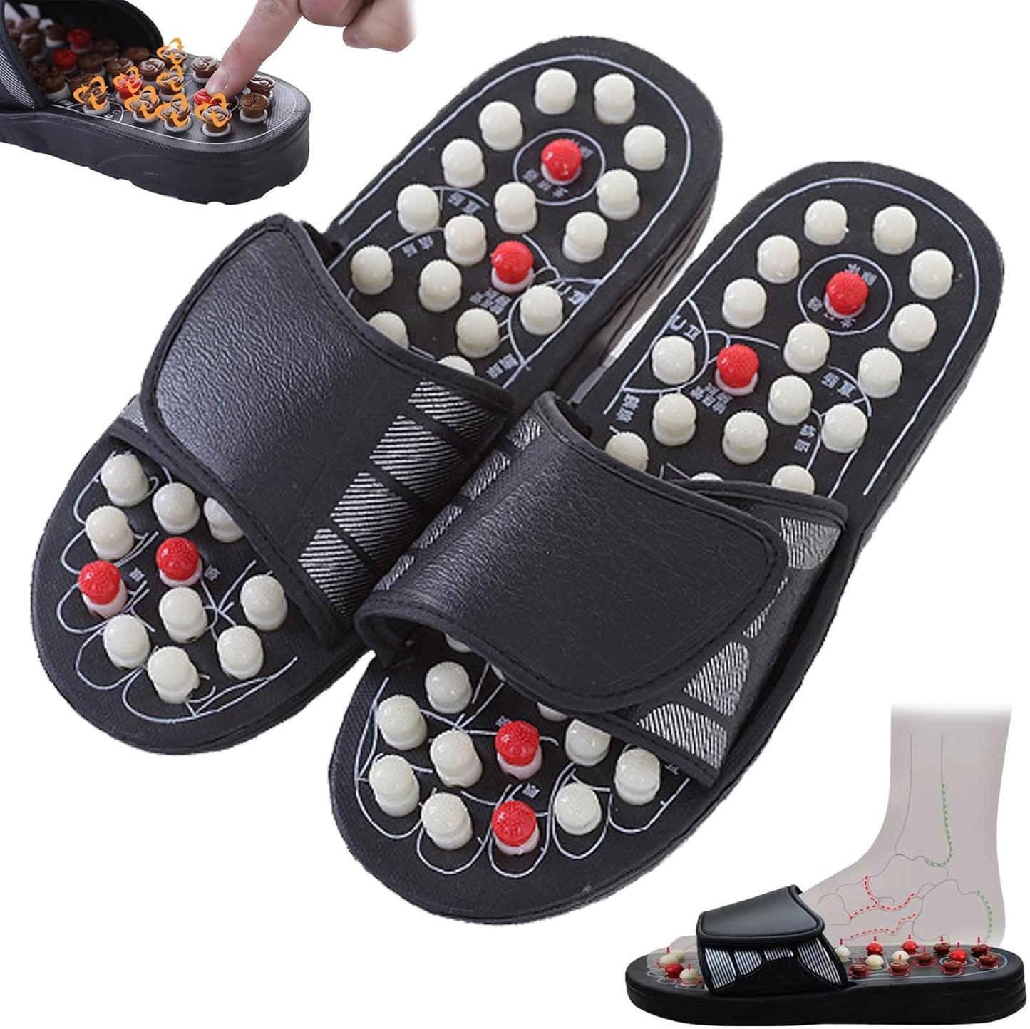 🔥Acupressure Slippers, Foot Massager Stone Acupuncture Sandals, Reduce Feet Neuropathy Pain Relief