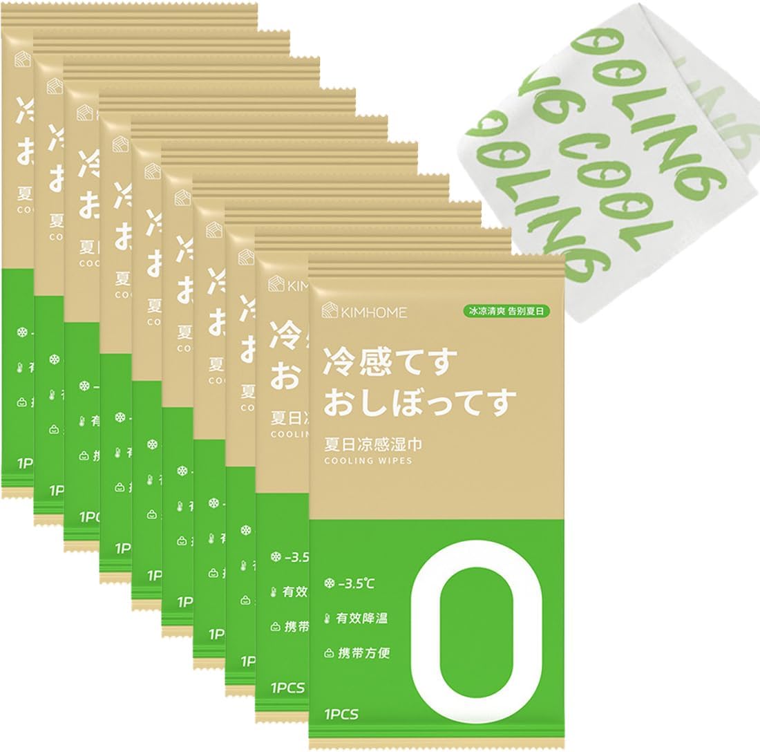 10 PCS 10''x25'' Cooling and Sweating Wipes, Cooling Body Towels, 3s Ice Sensation Wipes