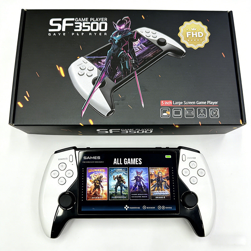 🎮️🕹️Sf3500 Retro Handheld Games Console, 5-Inch IPS HD Screen, Dual Joystick, Multiple Emulators, HDMI Output