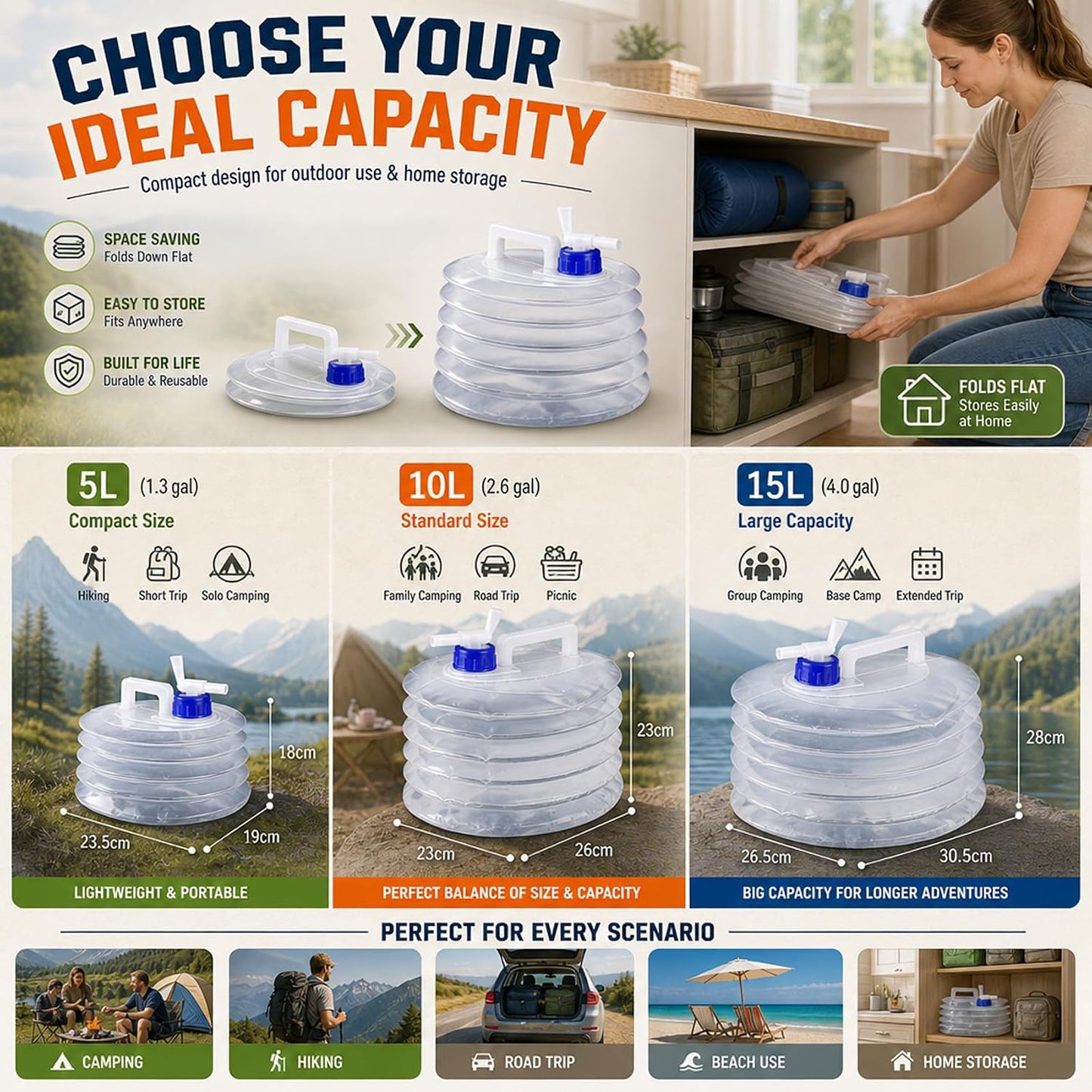 Collapsible Water Container with Spigot