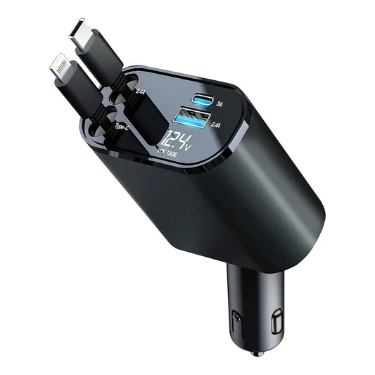 🔥🔥Car Charger with Starlight, 4 in 1 Retractable 66W USB C Car Charger with 2 USB Ports, Fast Car Charger Compatible with iPhone 16 and Android