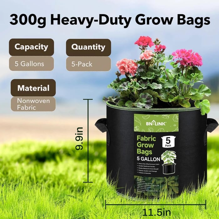 🪴BN-LINK 5-Pack 5 Gallon Grow Bags