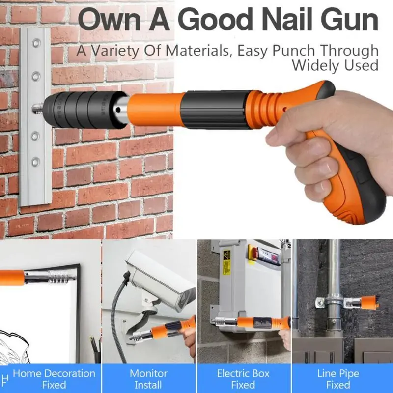 Manual Mini Steel Nail Gun with 50 Nails, 5 Gears Power Adjustment, Compact Manual Fixing Tool for Household Woodworking & Light Wall Mounting
