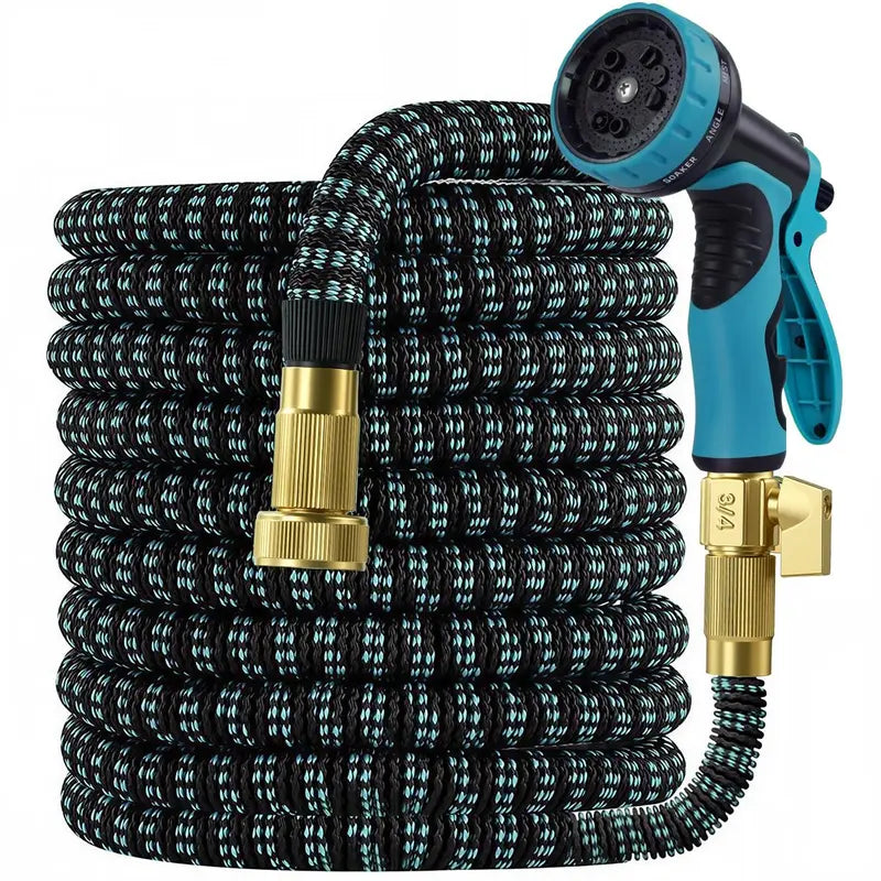 100FT Expandable Garden Hose with 10 Function Spray Nozzle, 3-Layer Latex Core(Color random)