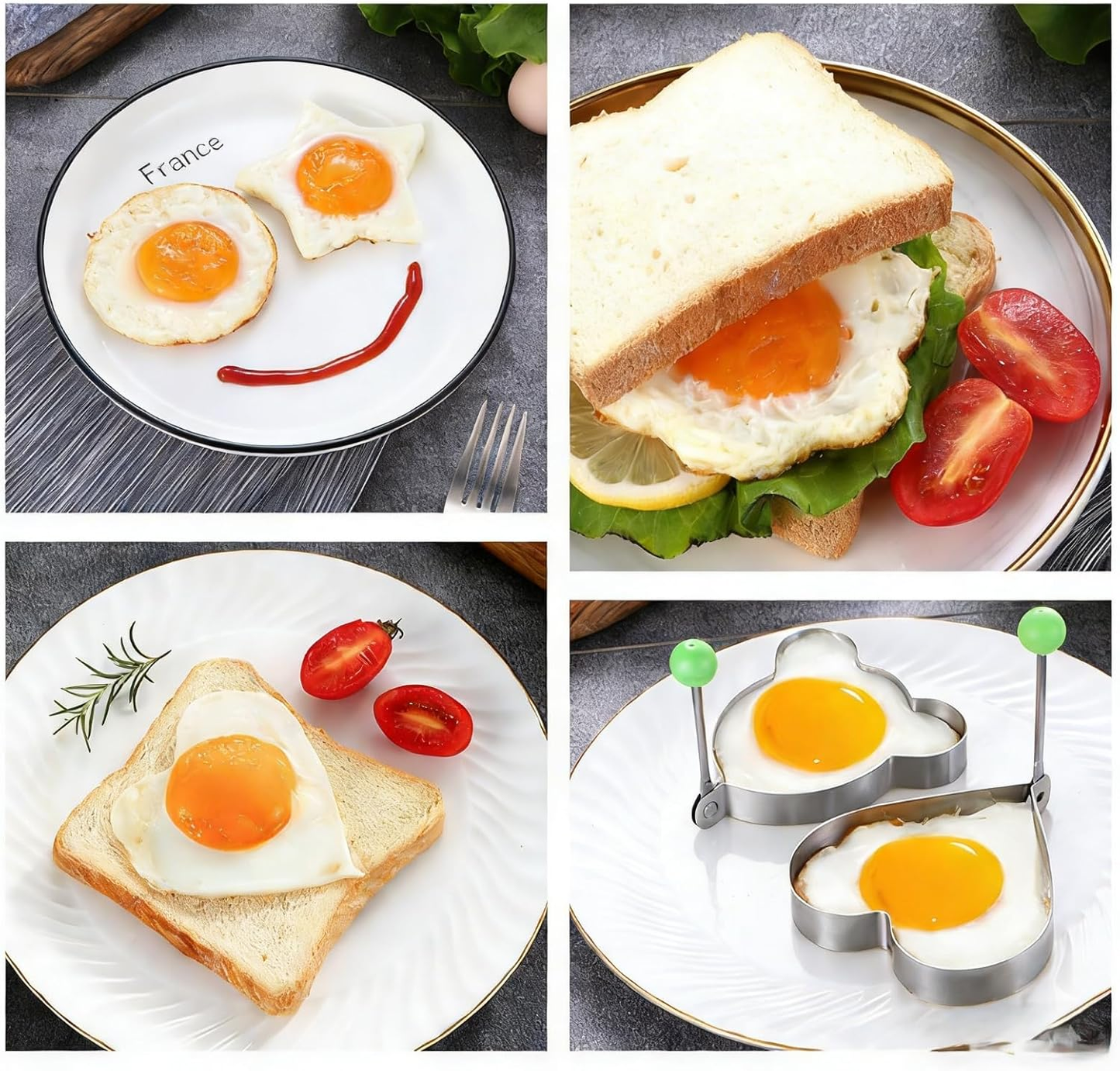🔥🍳5 pcs Stainless Steel Egg Rings - Non-Stick Pancake Molds