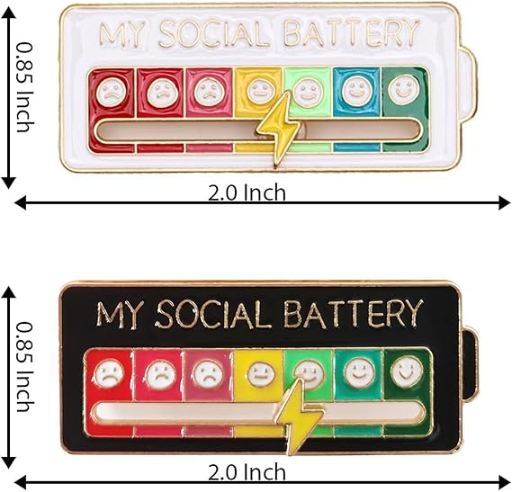 ❤️Social Battery Slider Enamel Lapel pins for Backpacks Bags Jackets Hats Gifts Decoration