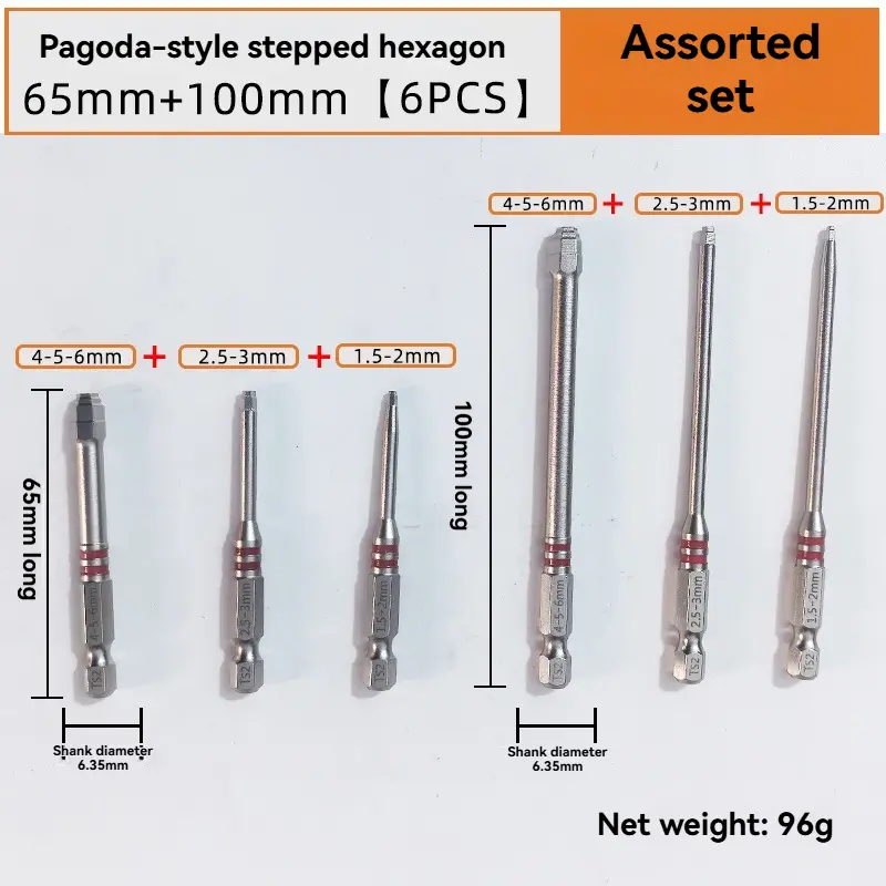6-Piece Screwdriver Bit Set 1.5mm to 6mm
