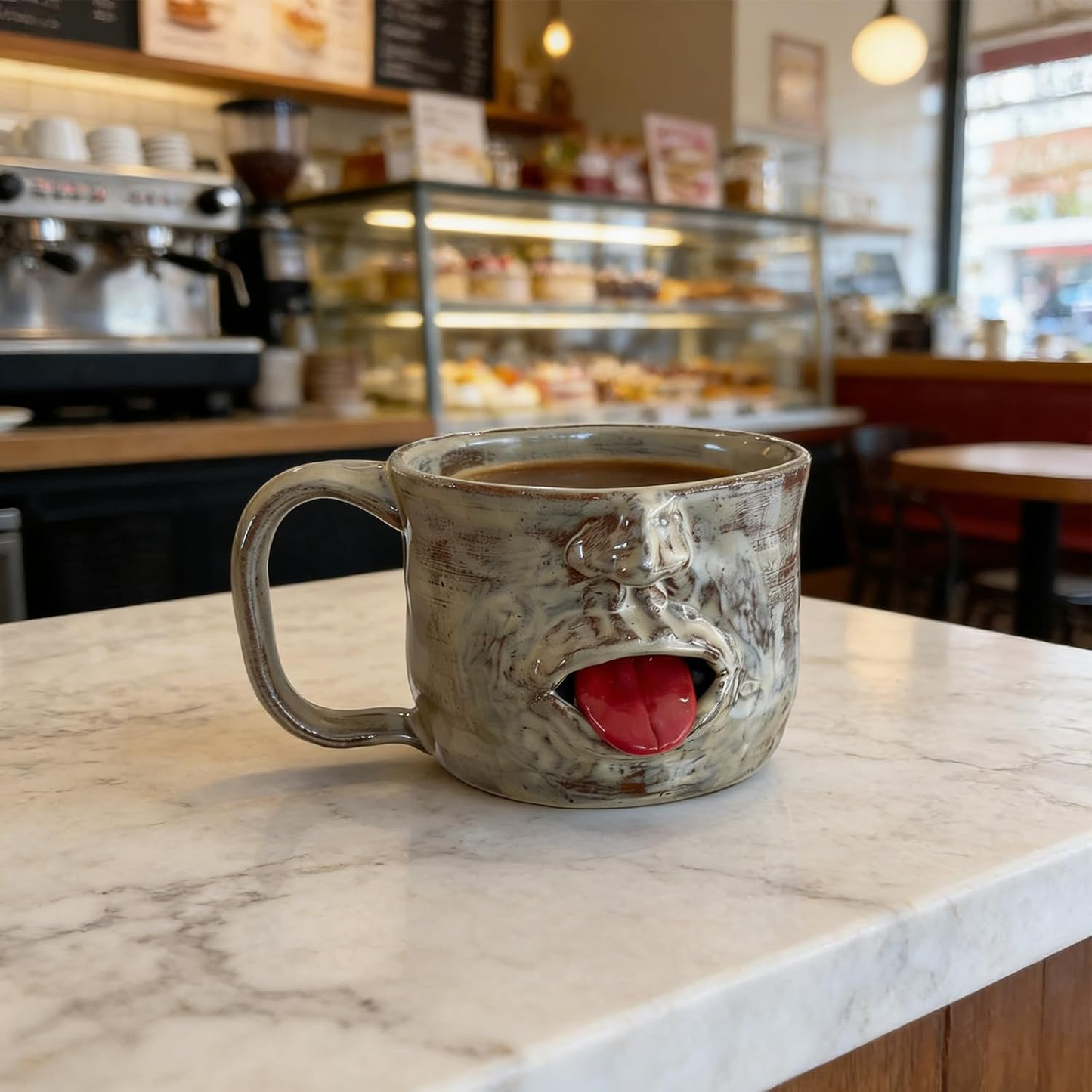 🔥🔥Handmade Face Shaped Ceramic Mug, Funny Tongue Out Facial Ceramic Mug