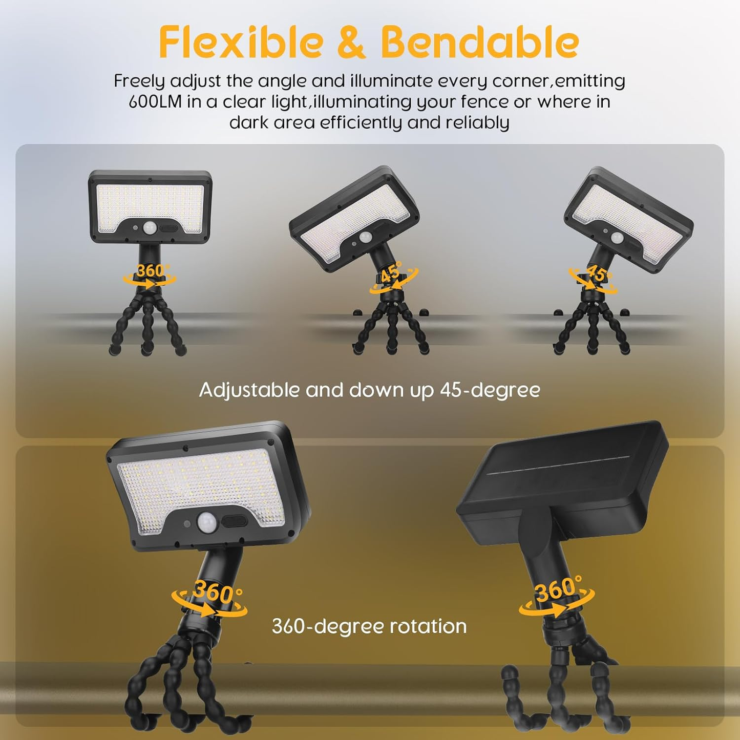 Solar Motion Lights Outdoor 92 LED Beads Outdoor Motion Activated Flood Lights Compatible with RV Camper Trailers Truck Table Boat Dock