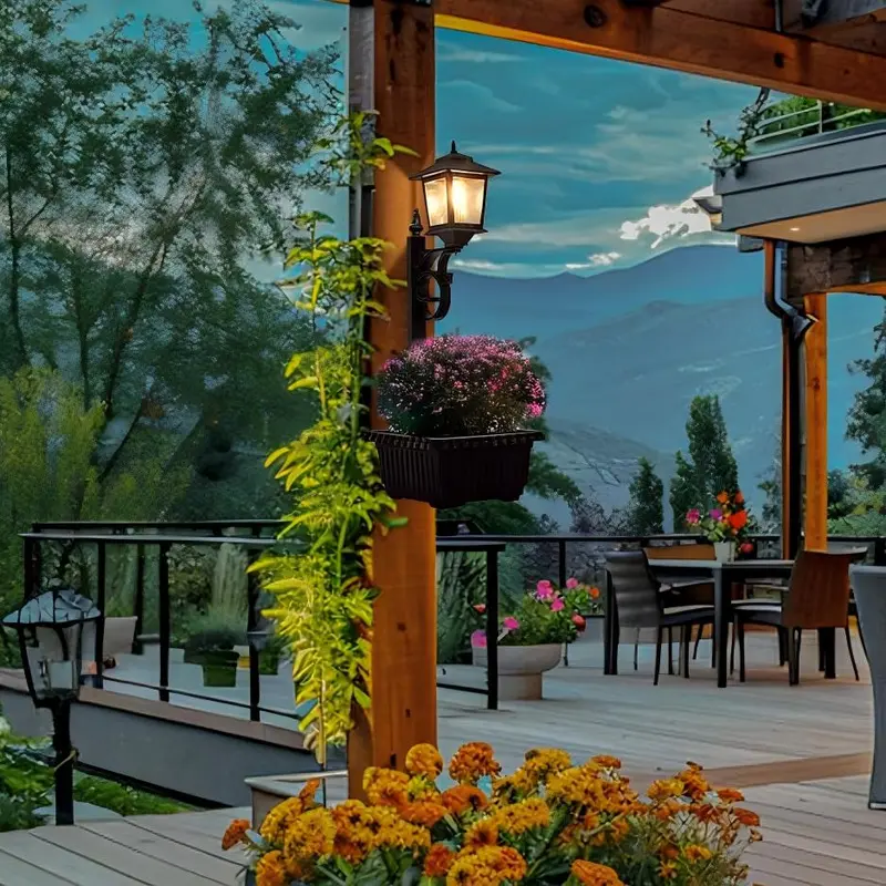 Solar Post Light With Planter, 2 In 1 Outdoor Solar Post Light For Porch Front Door Patio Roadside Decoration