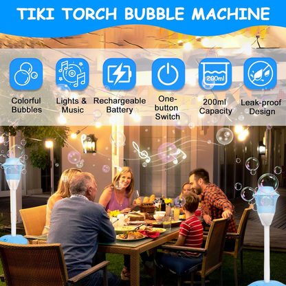 ✨️✨️Torch Bubble Machine Maker Stand, Adjustable Height Magical Bubble Torch Garden Lamp Rechargeable Automatic Endless Bubble Fun