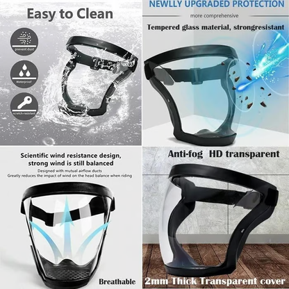 Clear HD-Visibility Anti-Fog Full Face Shield Upgraded