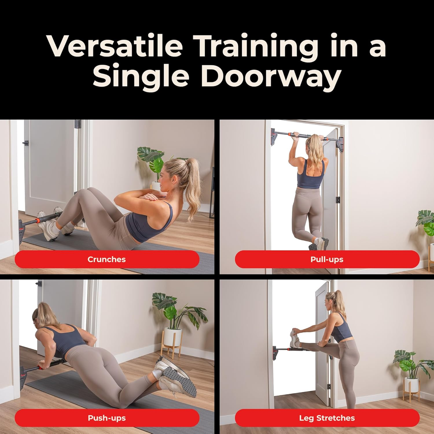 330LBS Pull Up Bar Adjustable 28"-38" No Drill Tools Installation Damage Free for Door Room Wall