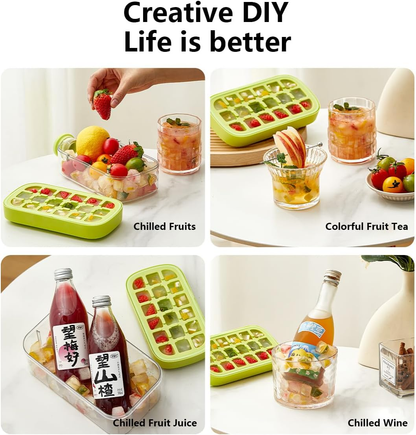 🧊2in1 Touch Free Ice Cube Tray Water Bottle Come Easy To Take Ice By Pressing Suitable