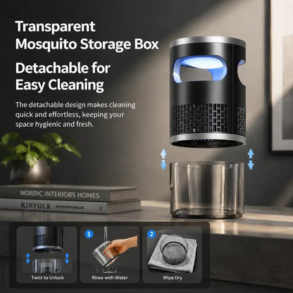 🦟✨Indoor Insect Trap with UV Light & Powerful Suction | Non-Zapper Bug Catcher for Mosquitoes, Fruit Flies, Gnats & Moths | USB Rechargeable