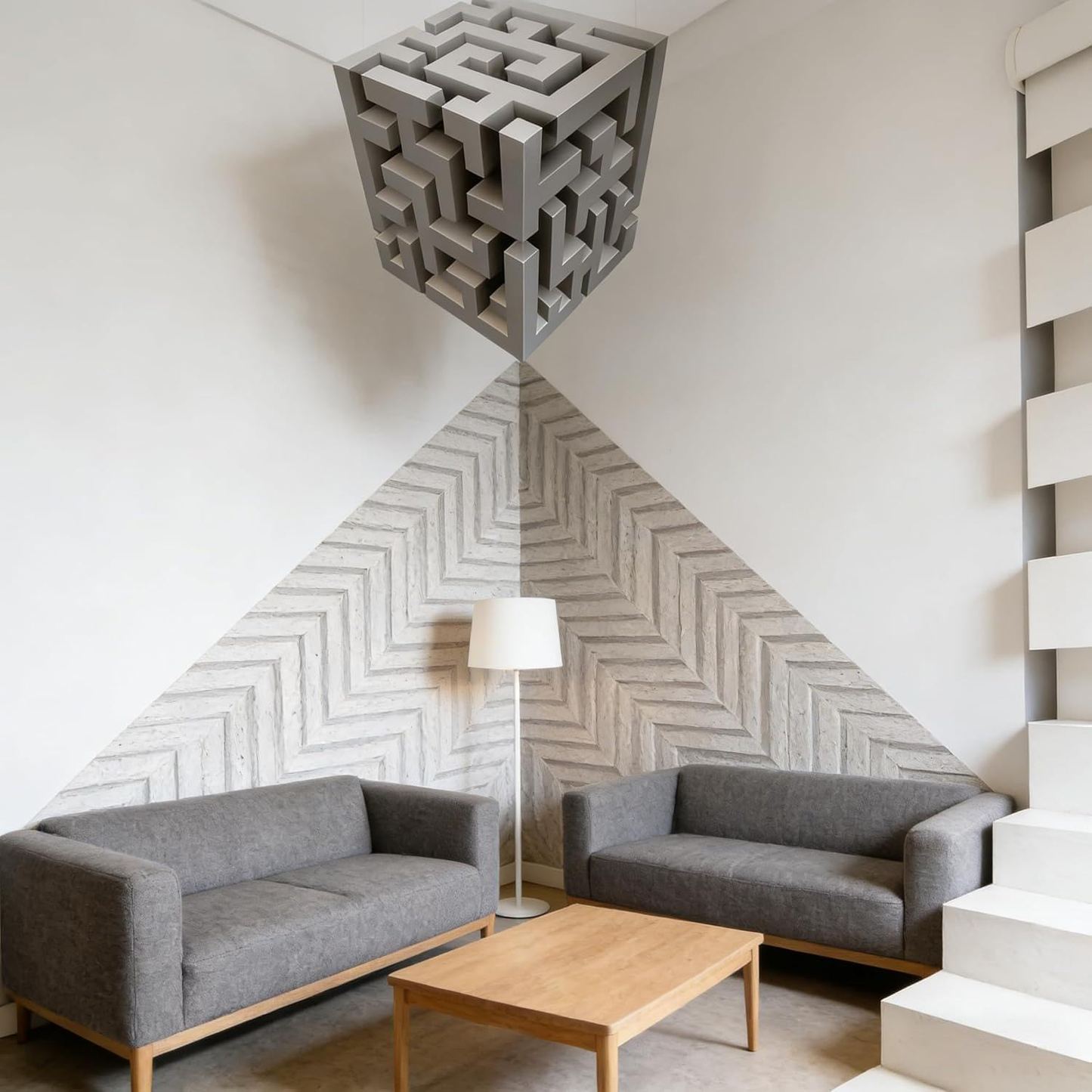 🔥3D Wall Art Optical Illusion Corner Wall Decal, Removable Peel and Stick 3D Wall Art, Modern Whimsical Home Decor for Living Room, Office, Bedroom, Dorm.