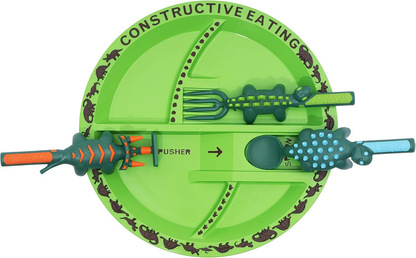 Dinosaur-Themed Plate & Utensil Set — Sectioned Tableware for Toddlers