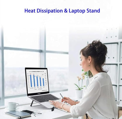 Portable Laptop Stand, Adjustable Aluminum X-Frame Computer Riser, Foldable Notebook Holder with Multi-Angle Support