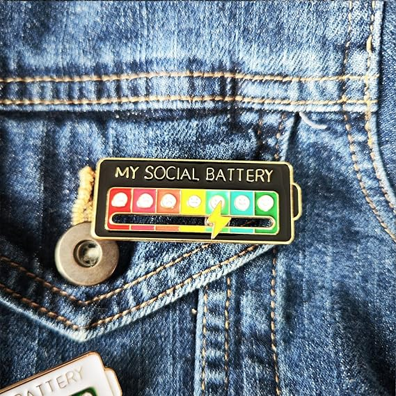❤️Social Battery Slider Enamel Lapel pins for Backpacks Bags Jackets Hats Gifts Decoration