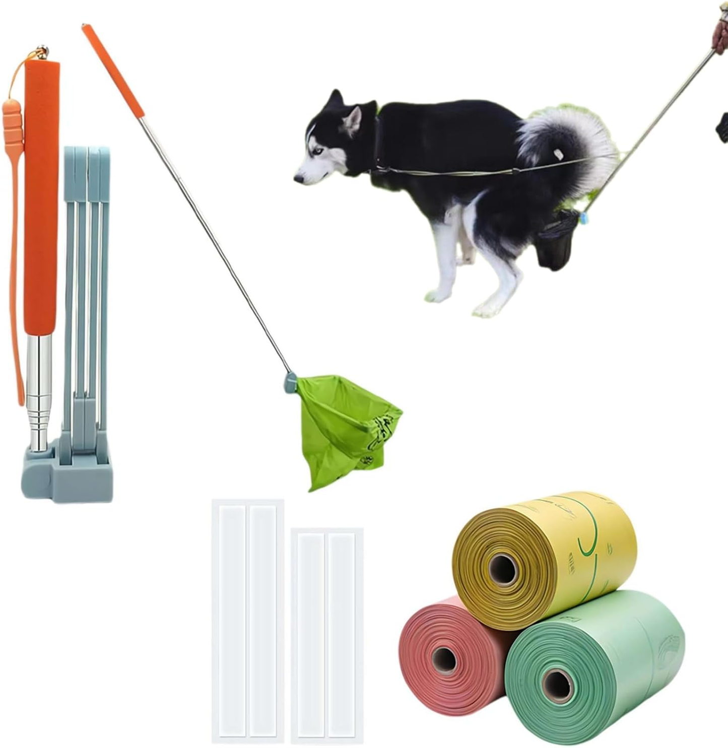 🐕️🔥Dog Pooper Scooper,Long Handle Portable Pet Poop Scooper