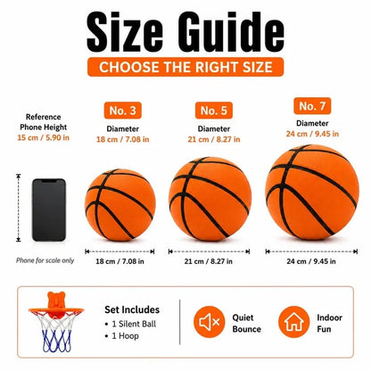 🏀⛹️Quiet Indoor Basketball Set, Noise-Free Rebound Ball & Hoop, Quiet Practice Ball, Noiseless Rebound Ball and Hoop for Silent Indoor Play