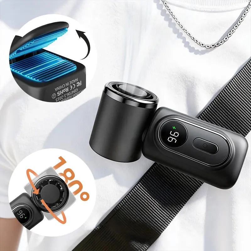 Mini Portable Handheld Clip Fan 3-in-1 Rechargeable 3000mAh Battery, 5 Speeds, 180° Adjustable Airflow, USB Cooling, Perfect for Travel, Office, and Personal Use - Protection