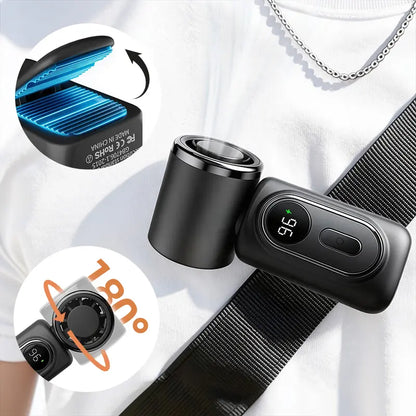 Mini Portable Handheld Clip Fan 3-in-1 Rechargeable 3000mAh Battery, 5 Speeds, 180° Adjustable Airflow, USB Cooling, Perfect for Travel, Office, and Personal Use - Protection