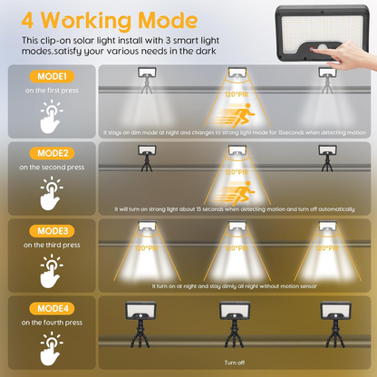 Solar Motion Lights Outdoor 92 LED Beads Outdoor Motion Activated Flood Lights Compatible with RV Camper Trailers Truck Table Boat Dock