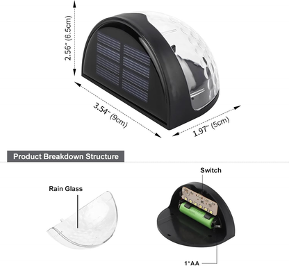 6 Pack Solar Fence Lights, Deck Lights Solar Powered Outdoor Waterproof Fence Lighting for Fence Deck Step Stair Post Wall