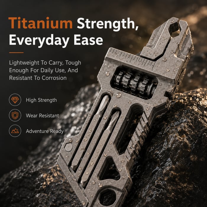 🛠️8-in-1 Titanium EDC Multi-Tool Wrench Keychain – Everyday Carry Companion for Adventure, Repair & Emergency Moments