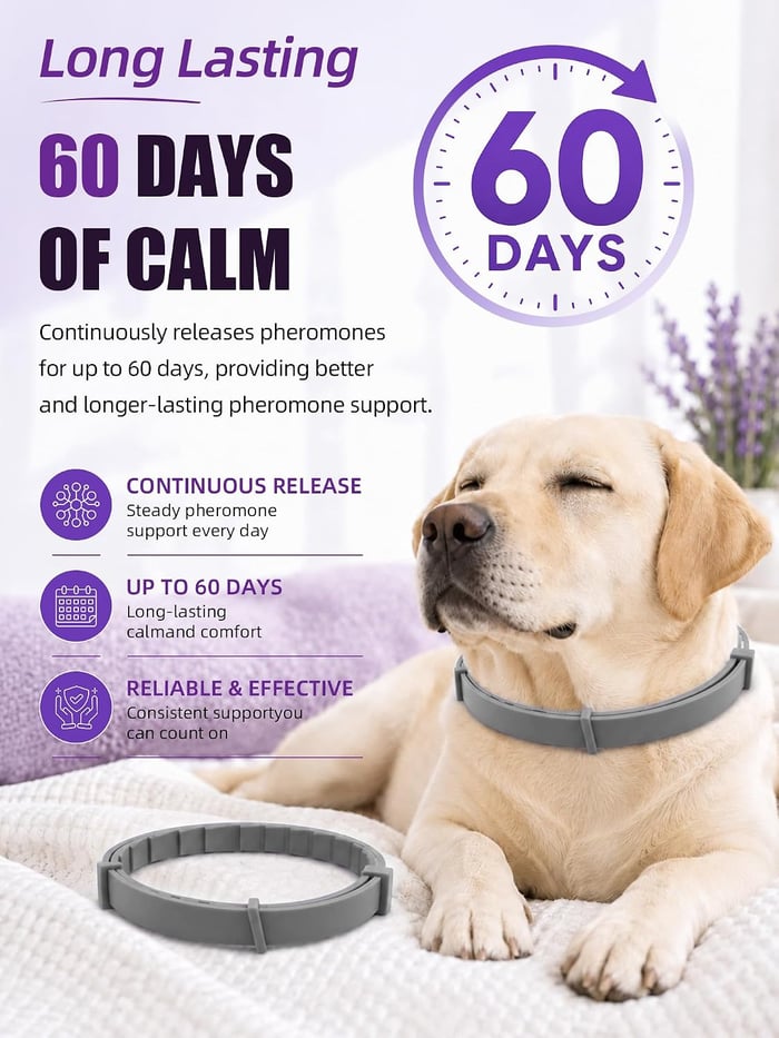 Calming Collar for Dogs 4 Pack, Adjustable Dog Calming Collar for Barking, 60-Day Waterproof Pheromone Collars for Dog for Separation Anxiety, Bad Behavior & Stress Support