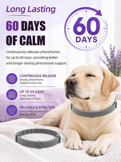 Calming Collar for Dogs 4 Pack, Adjustable Dog Calming Collar for Barking, 60-Day Waterproof Pheromone Collars for Dog for Separation Anxiety, Bad Behavior & Stress Support