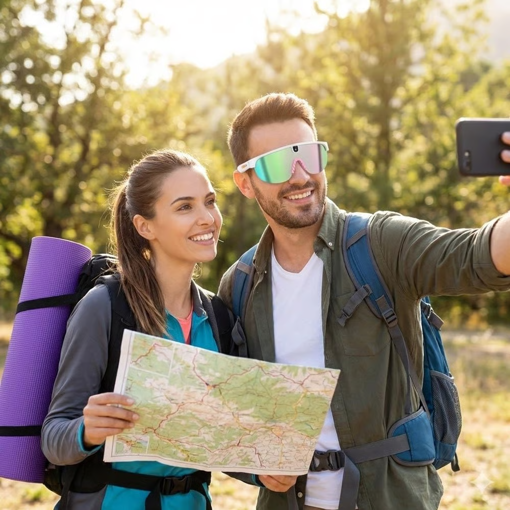 ✨️✨️Aeoss AI Smart Glasses - HD Camera Sunglasses with Voice Control, Real-time Translation, & Music Bluetooth, AI Object Recognition, Polarized Interchangeable Lenses for Cycling & Running