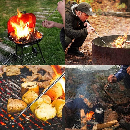 🔥2 PCS Stainless Steel Collapsible Fire Blower Tube, Orange | Perfect for Fireplace, Barbecues & Campfire