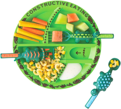 Dinosaur-Themed Plate & Utensil Set — Sectioned Tableware for Toddlers