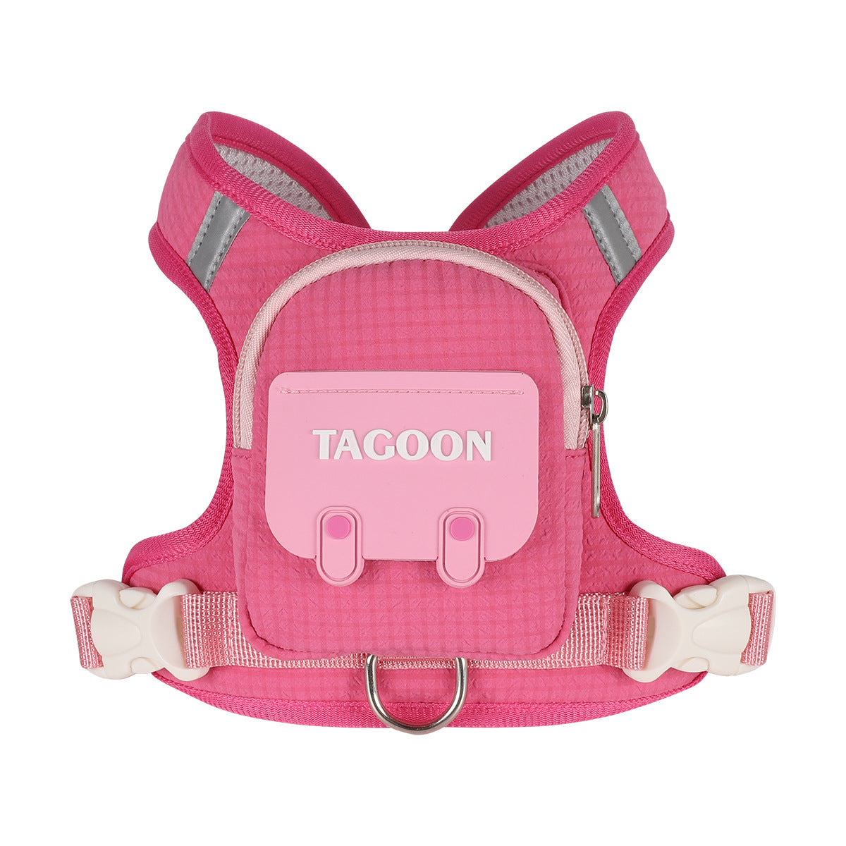 Dog Backpack Harness Leash Set Reflective Waterproof Pockets Built in Poop Bag Dispenser for Hiking Training Running Pets Self Carrier with D-Ring