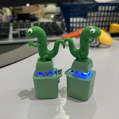 Lizard Button Keychain,Rechargeable Animal Keychains with Sound and Colorful Lights,Fidget Toys Adults Anxiety Relief