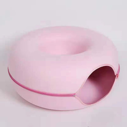 🐱🐱Cat Cave Donut for Multiple & Large Cats up to 30-45 lbs, 3-in-1 Self Warming Cat Bed, Tunnel & Scratcher