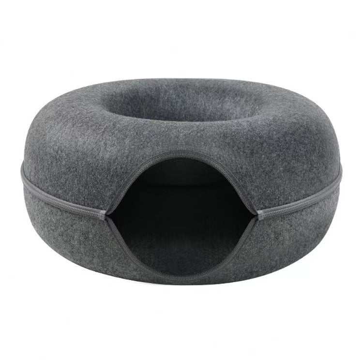 🐱🐱Cat Cave Donut for Multiple & Large Cats up to 30-45 lbs, 3-in-1 Self Warming Cat Bed, Tunnel & Scratcher