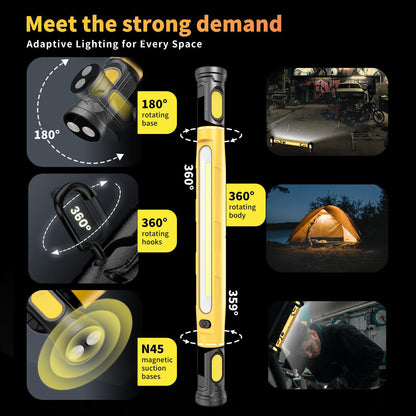 🔥✨️Under Hood Work Light Bar, 3000LM LED Magnetic Light Bar with Hooks, 5200mAh Cordless Rechargeable Hood Light for Mechanic/Car Repairing/Garage