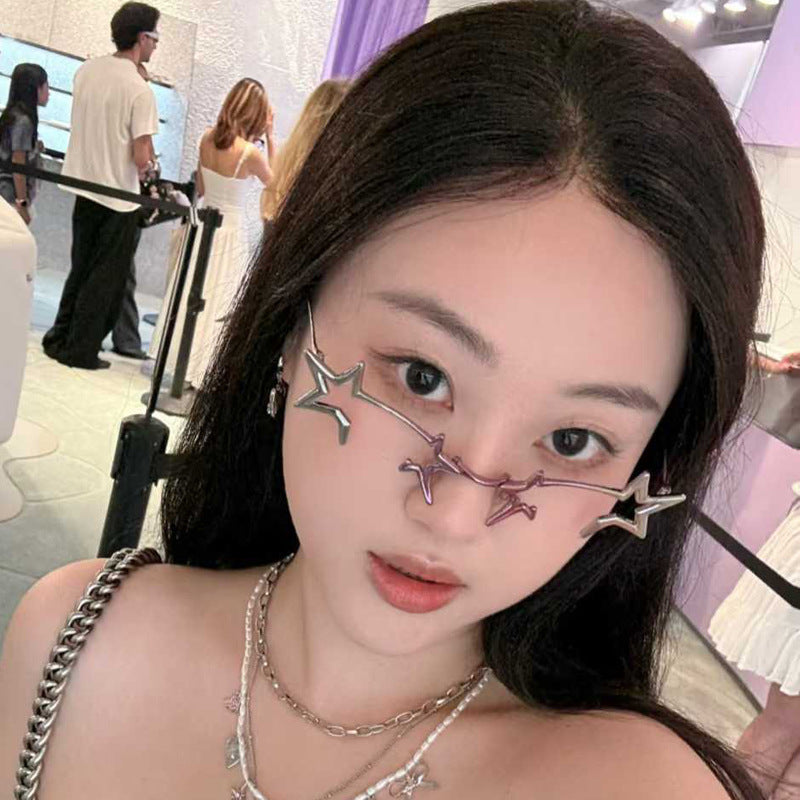 ✨️✨️Futuristic Foldable Metal Sunglasses Retro Avant-Garde Glasses Rave Party Cosmic Glasses