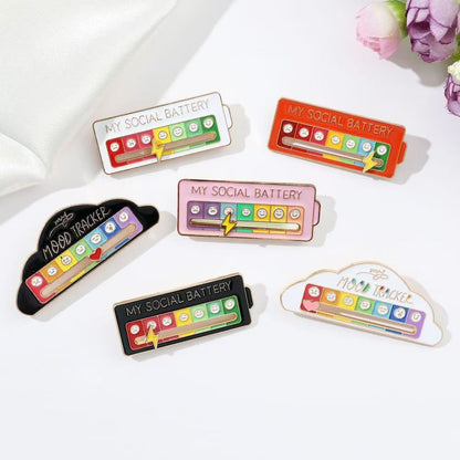 ❤️Social Battery Slider Enamel Lapel pins for Backpacks Bags Jackets Hats Gifts Decoration