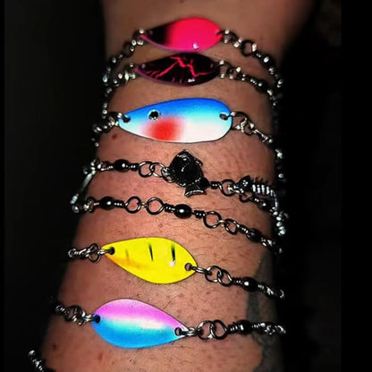 ✨️Fishing Lure Bracelet, Handmade Fishing Lure Bracelet, Unique Fisherman Jewelry with Swivels & Spoon Lures for Men, Women, Anglers & Outdoor Adventure Lovers